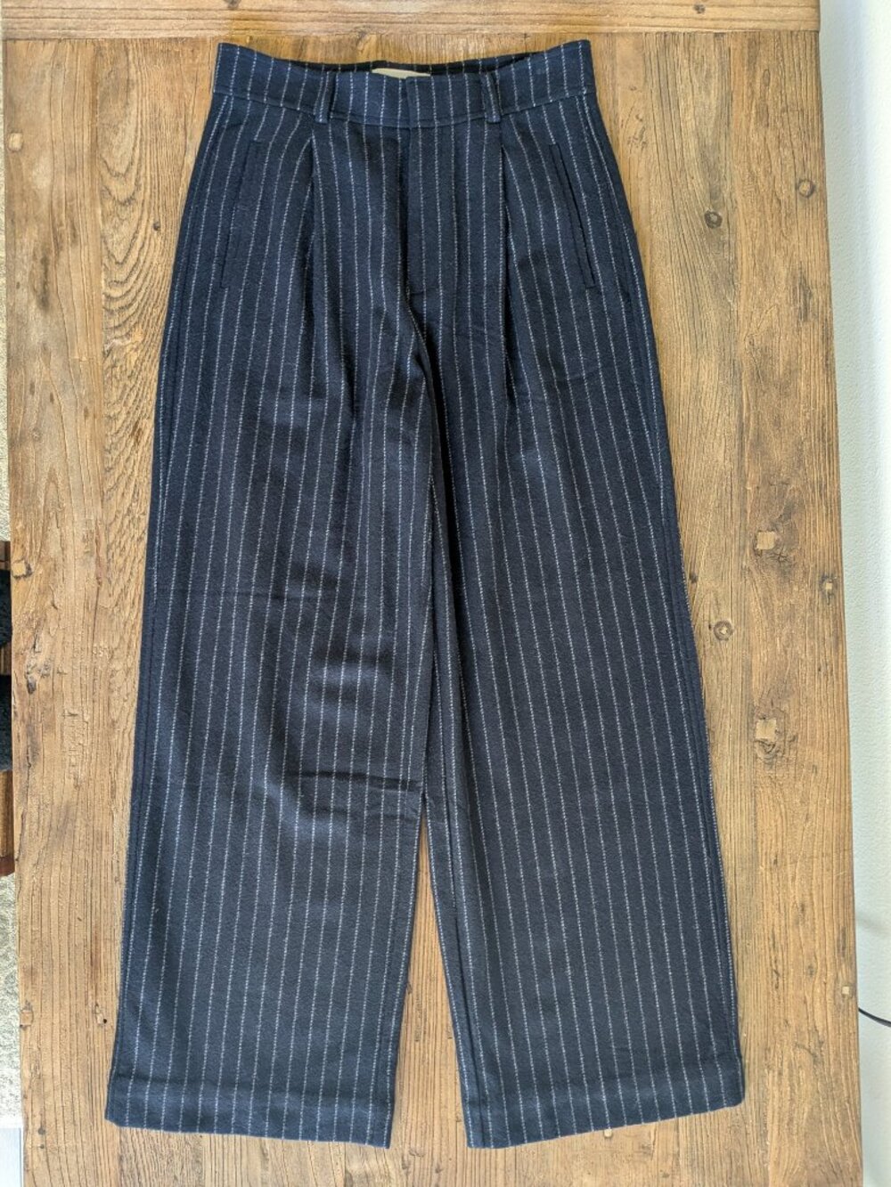 Everlane Wool Navy Pinstripe Pant Size 8